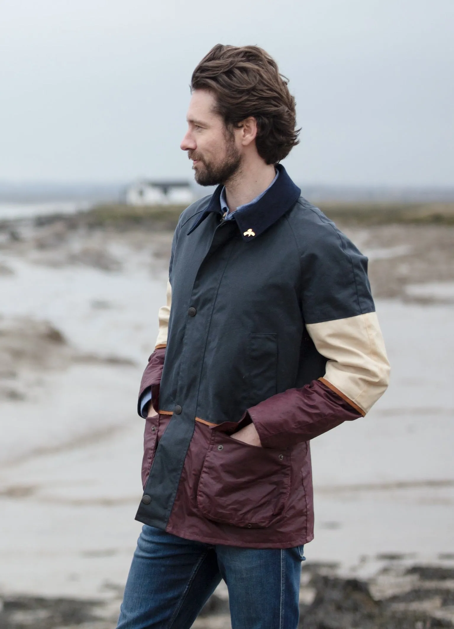 Landowner Tri-Colour Wax Walking Jacket - Coastal