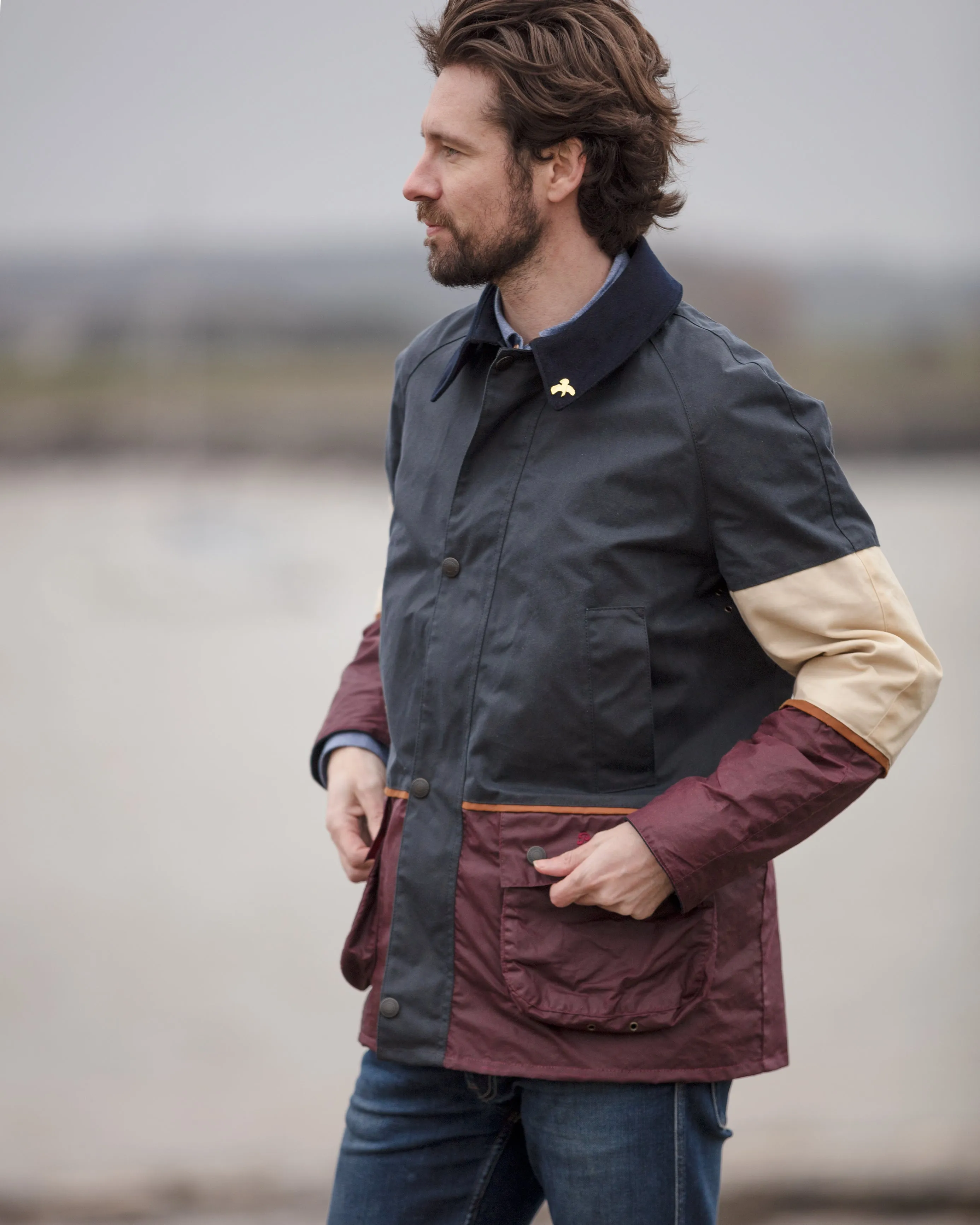 Landowner Tri-Colour Wax Walking Jacket - Coastal