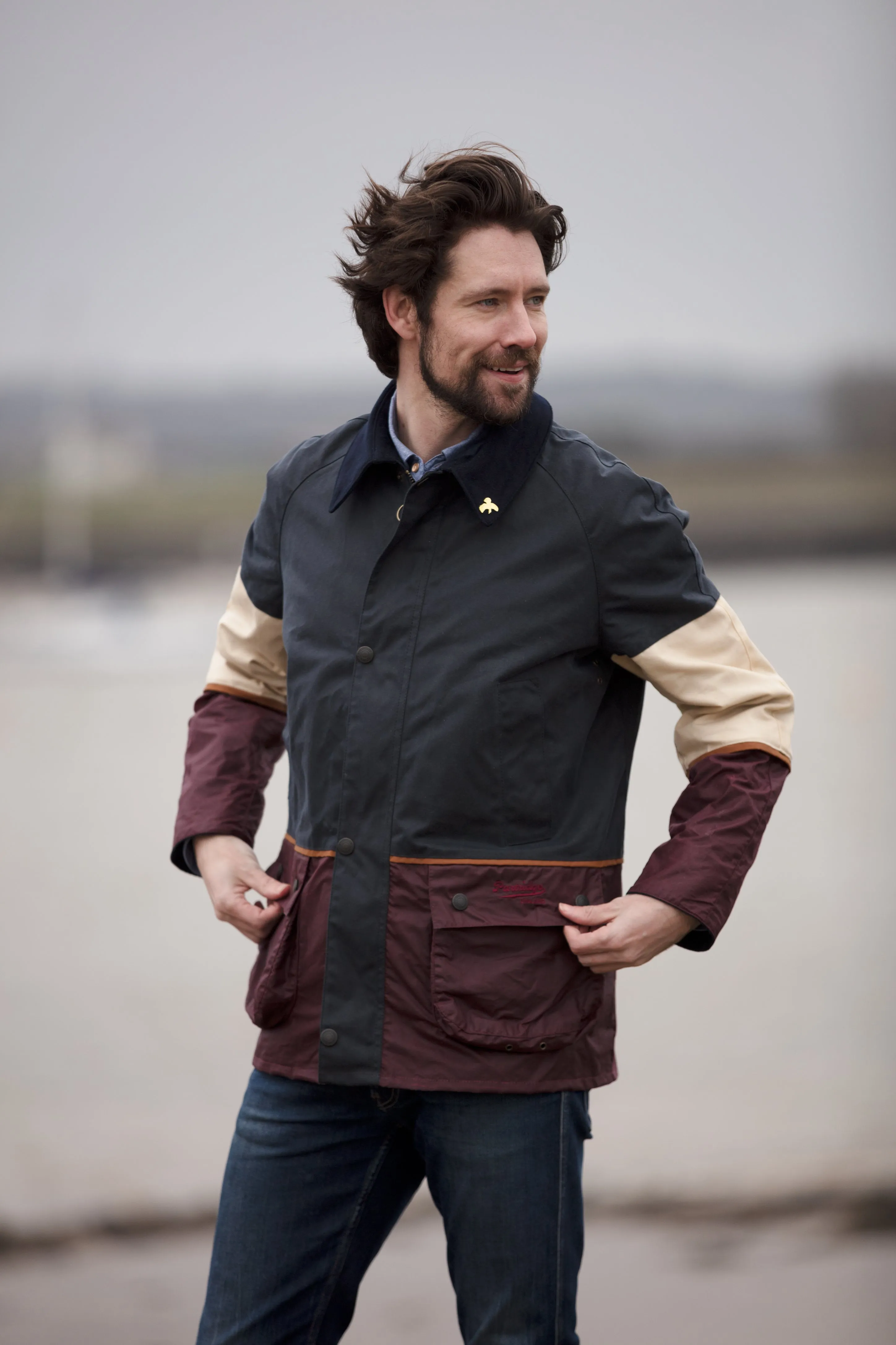 Landowner Tri-Colour Wax Walking Jacket - Coastal