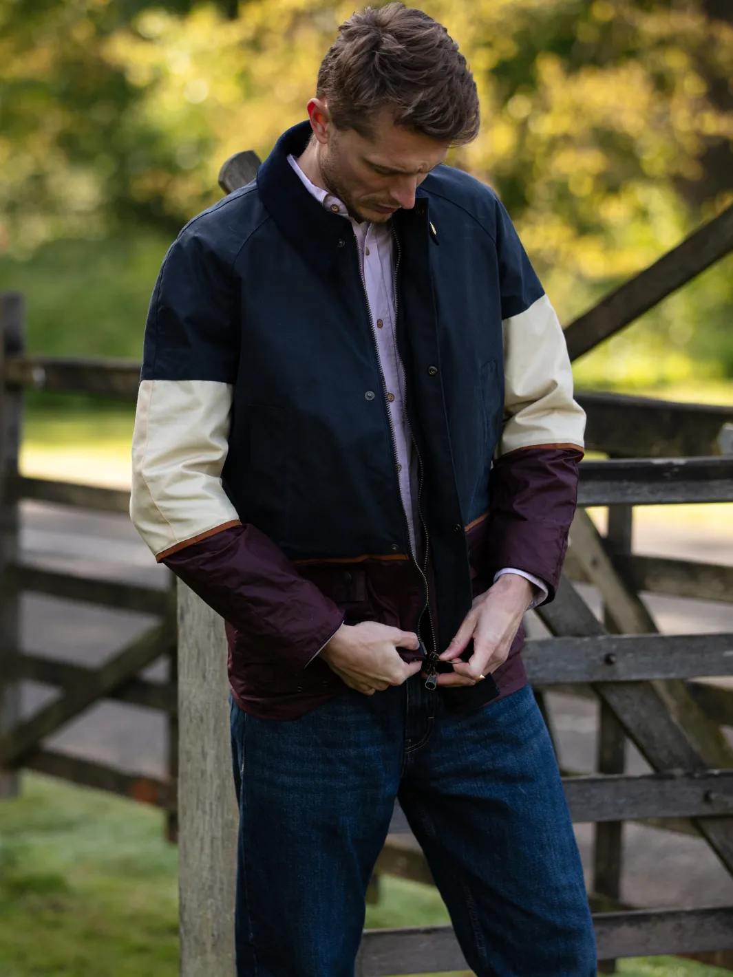 Landowner Tri-Colour Wax Walking Jacket - Coastal