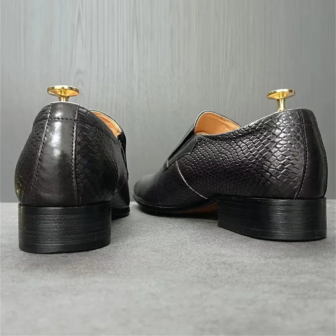 LeathLux Genuine Crocodile Pattern Sophisticated Slip-Ons 1 2