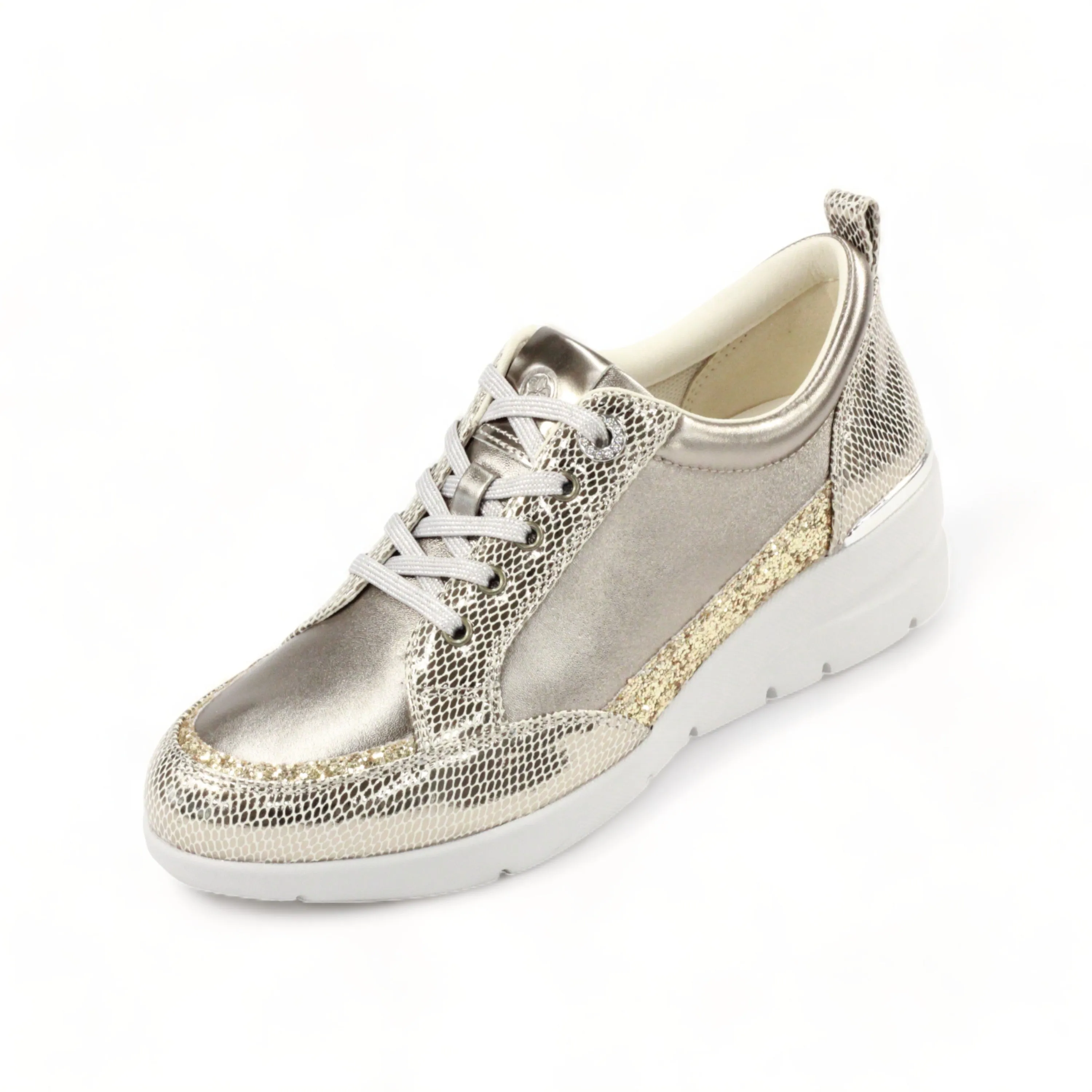 Lightweight Soft Sheepskin sneakers with Swarovski crystal glass eyelet and brightful glitter decoration #FJ103