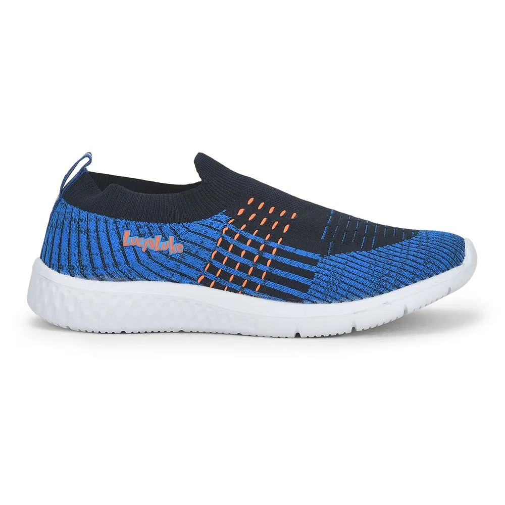 Lucy & Luke (Blue) Sports Non Lacing Shoes For Kids DUNE-E By Liberty