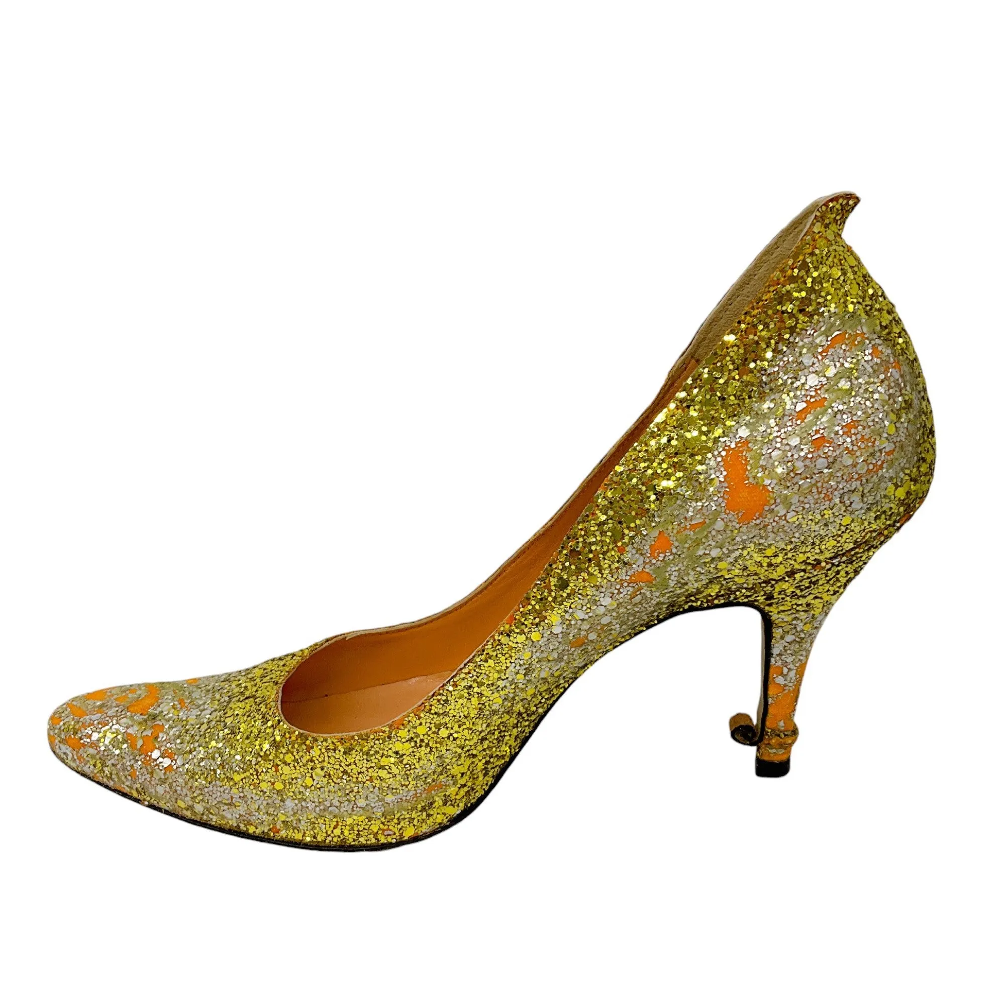 Maison Margiela Gold Metallic Distressed Glitter Pumps