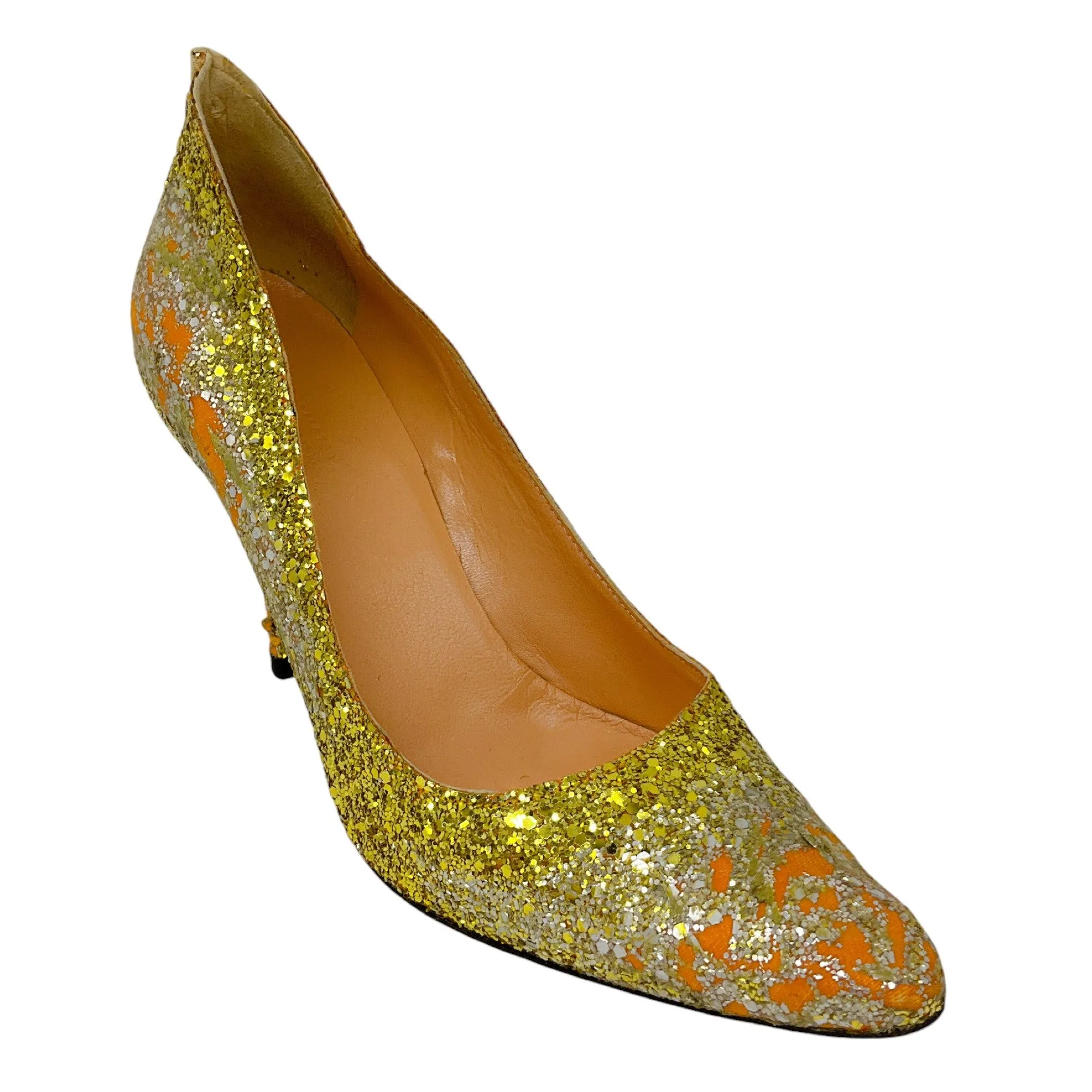 Maison Margiela Gold Metallic Distressed Glitter Pumps