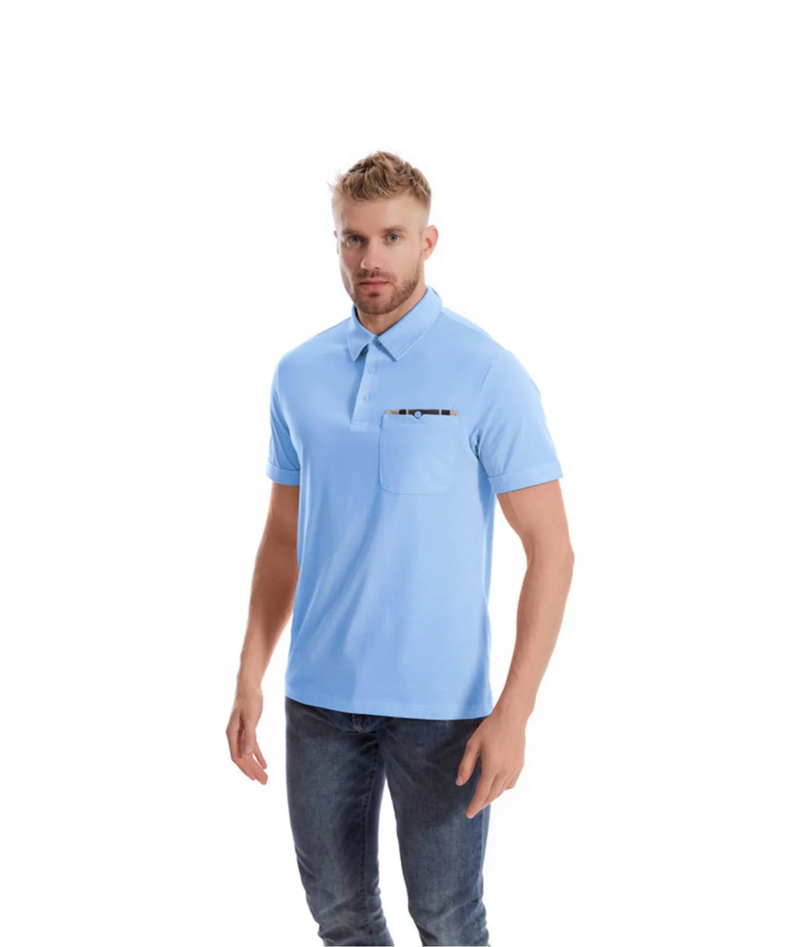 Men's Button Up Workout Golf Polo Shirt-ZPK007840