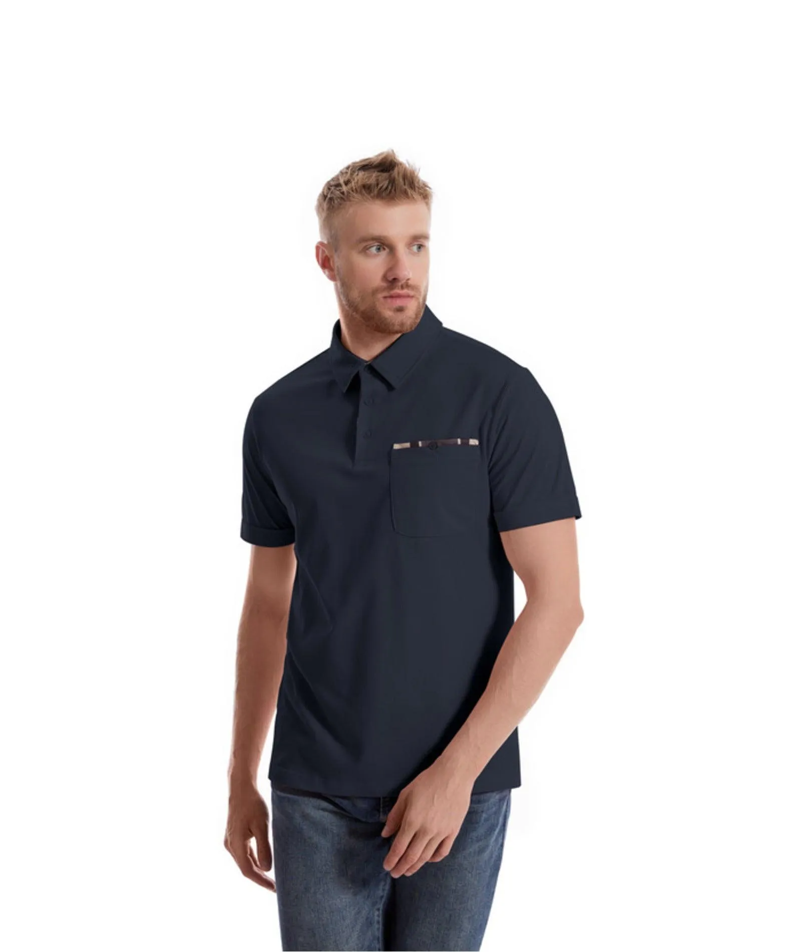 Men's Button Up Workout Golf Polo Shirt-ZPK007840