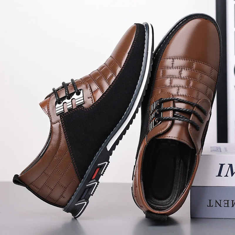 Men's Lightweight Casual Lace Up Leather Shoes