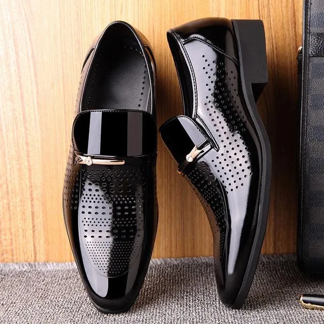 Men's Stylish Breathable Hollow Dress Shoes for Comfort and Business Wear