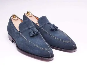 Men's Suede Navy Blue Split Toe Tussles Shoes