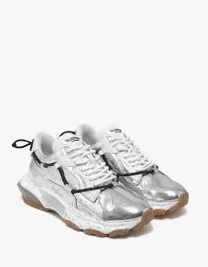 Metallic Silver Leather Bounce Trainers