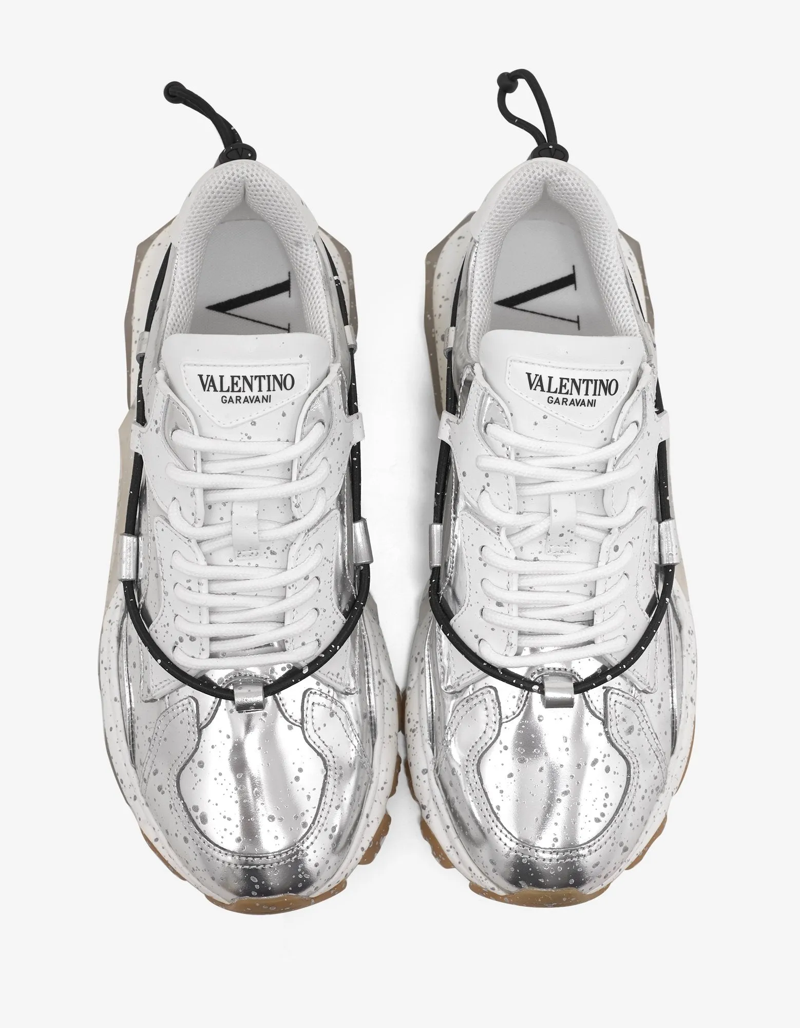 Metallic Silver Leather Bounce Trainers