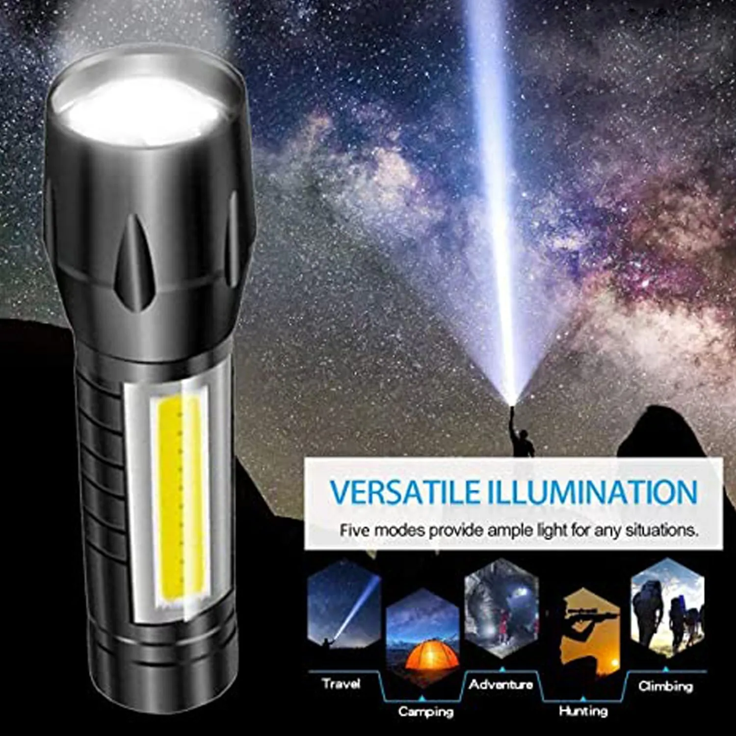 Mini Search Rechargeable LED Long Range Flashlight Emergency Light Torch