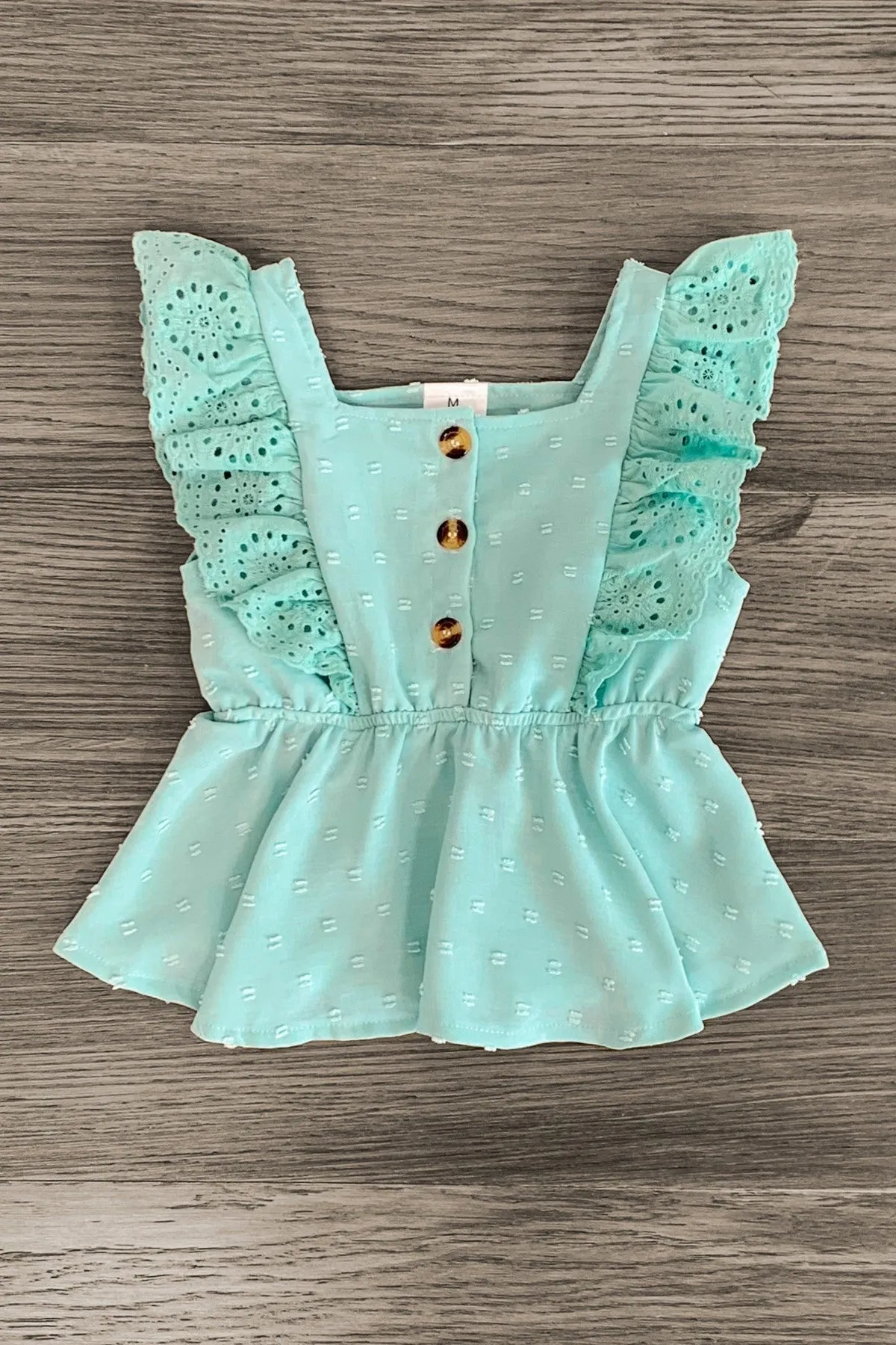 Mint Swiss Dot Denim Short Set