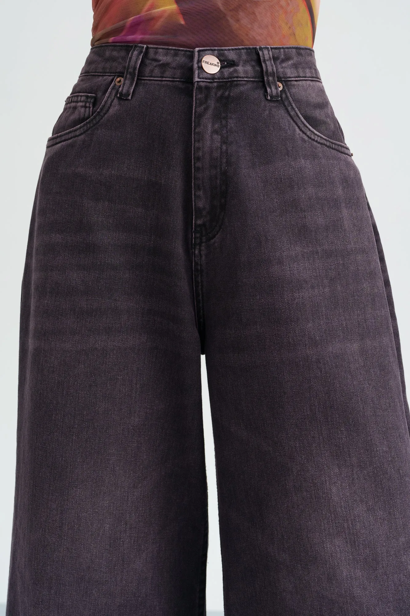 Mulberry Tinted Cropped Wide Leg Jeans