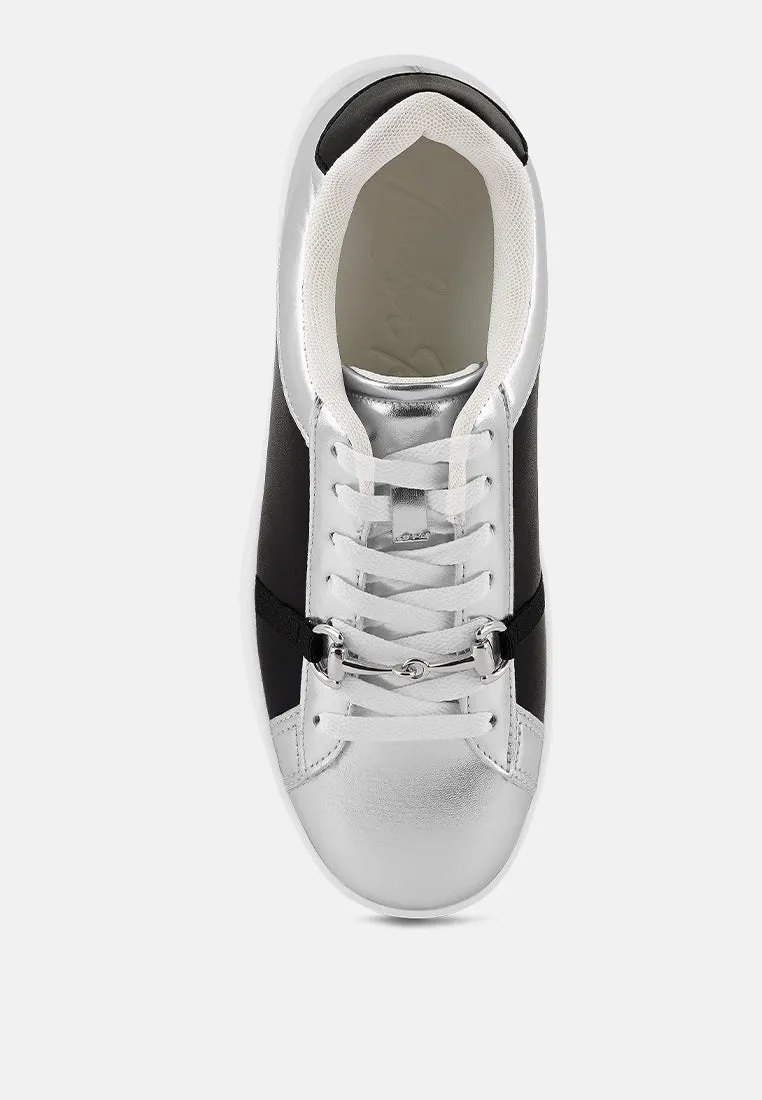 Nemo Contrasting Metallic Faux Leather Sneakers