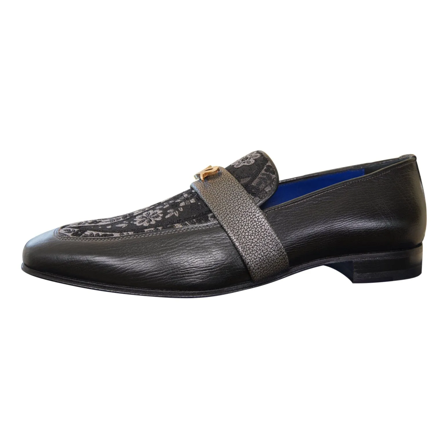 Nero Gunmetal Paisley With Yellow Gold Hardware Loafer