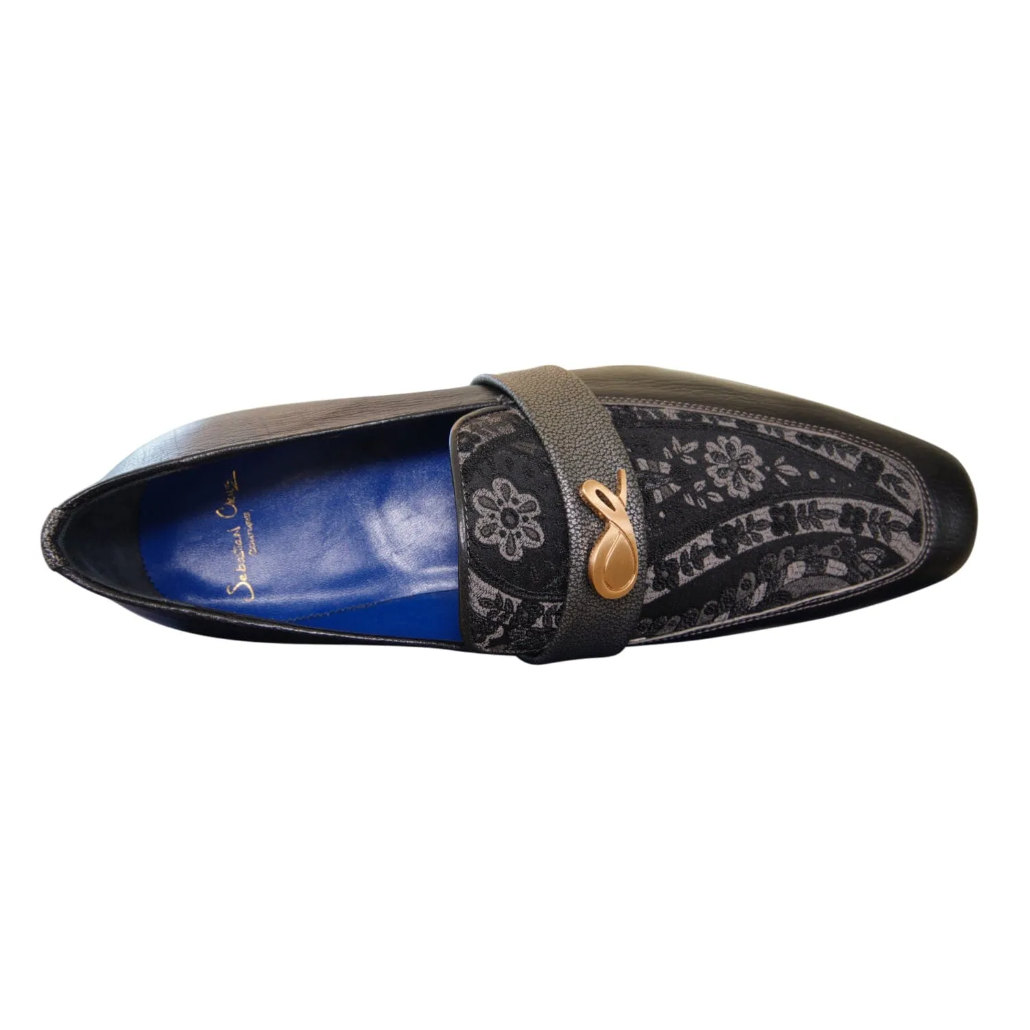 Nero Gunmetal Paisley With Yellow Gold Hardware Loafer