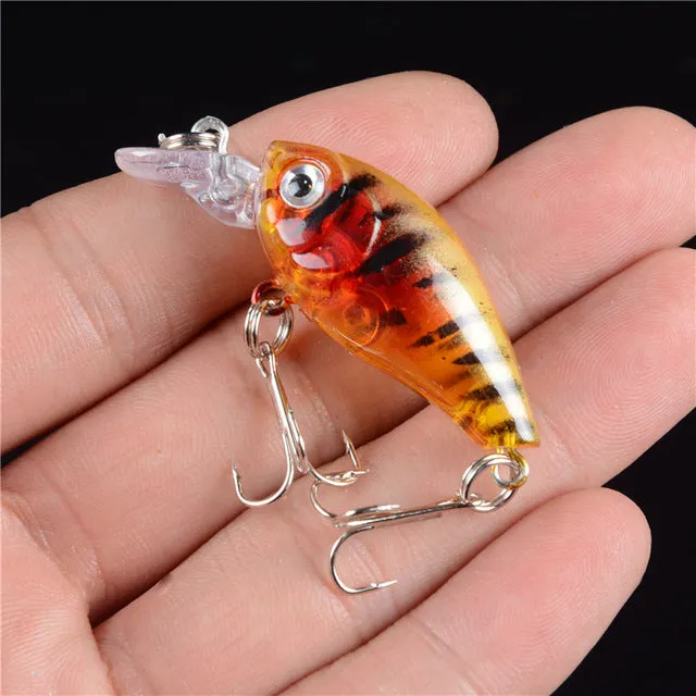 New 1pcs 4.5CM/4G Laser Hard Crank Fishing Lure Crankbait Treble Hooks 3D Eyes Bait Fishing Tackle