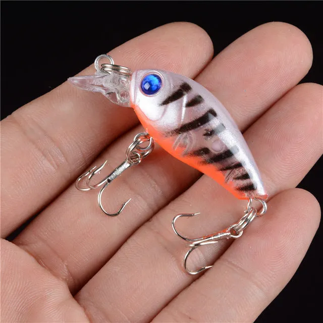 New 1pcs 4.5CM/4G Laser Hard Crank Fishing Lure Crankbait Treble Hooks 3D Eyes Bait Fishing Tackle