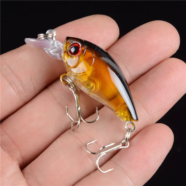 New 1pcs 4.5CM/4G Laser Hard Crank Fishing Lure Crankbait Treble Hooks 3D Eyes Bait Fishing Tackle