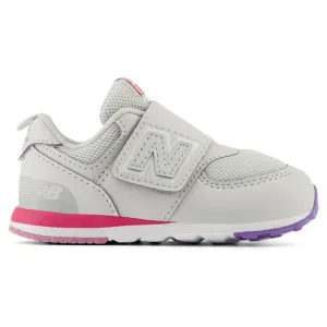 NEW BALANCE KID'S 574 HOOK N' LOOP WHITE/PINK SNEAKER SHOES