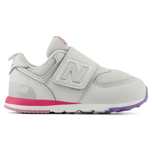 NEW BALANCE KID'S 574 HOOK N' LOOP WHITE/PINK SNEAKER SHOES