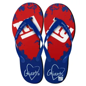 New York Giants NFL Womens Paint Splatter Flip Flops