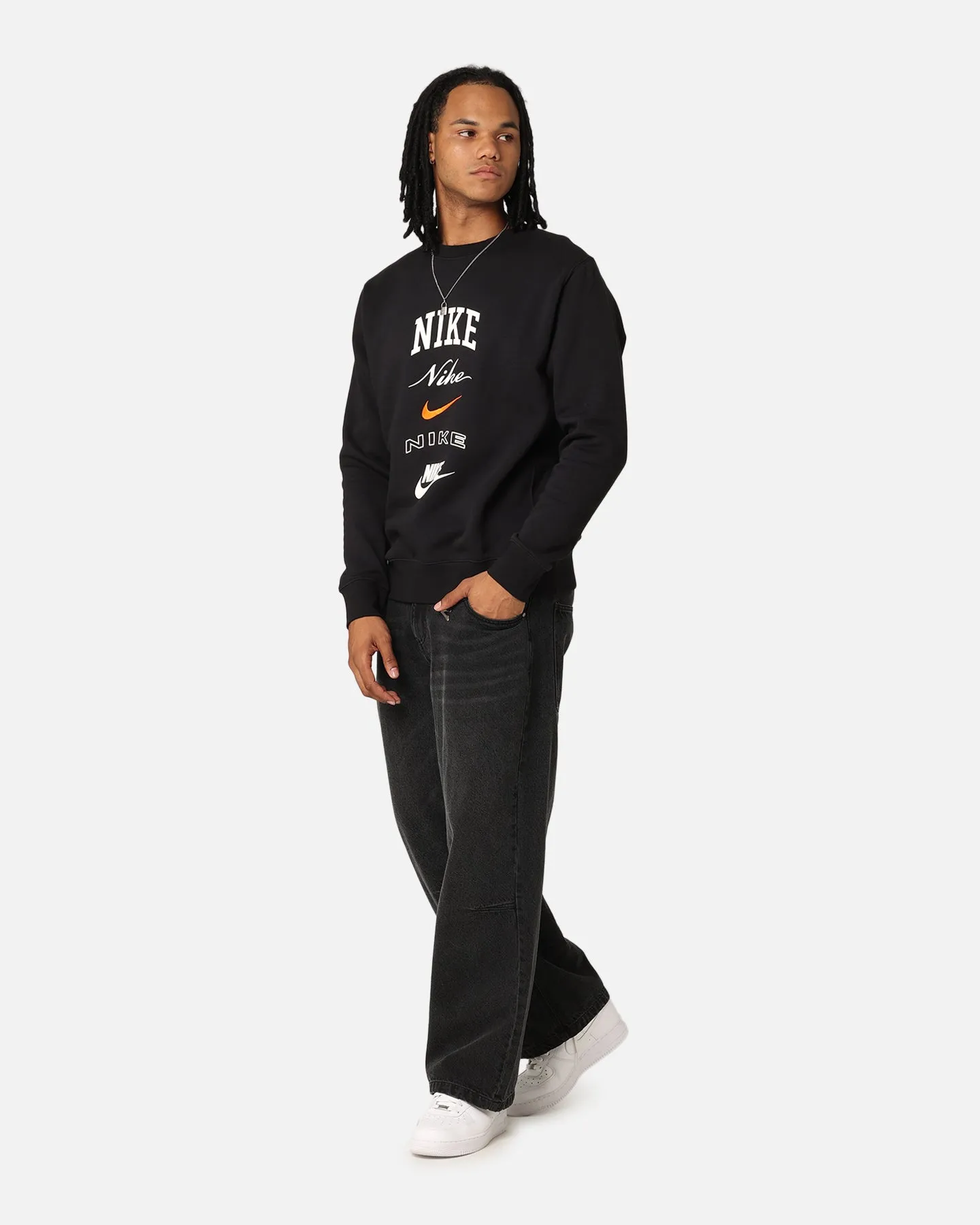 Nike Club Fleece Graphic Crewneck Black/Sail/Safe