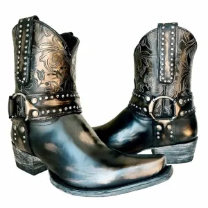 OLD GRINGO Aria LS Harness Black Biker Western Ankle Boots