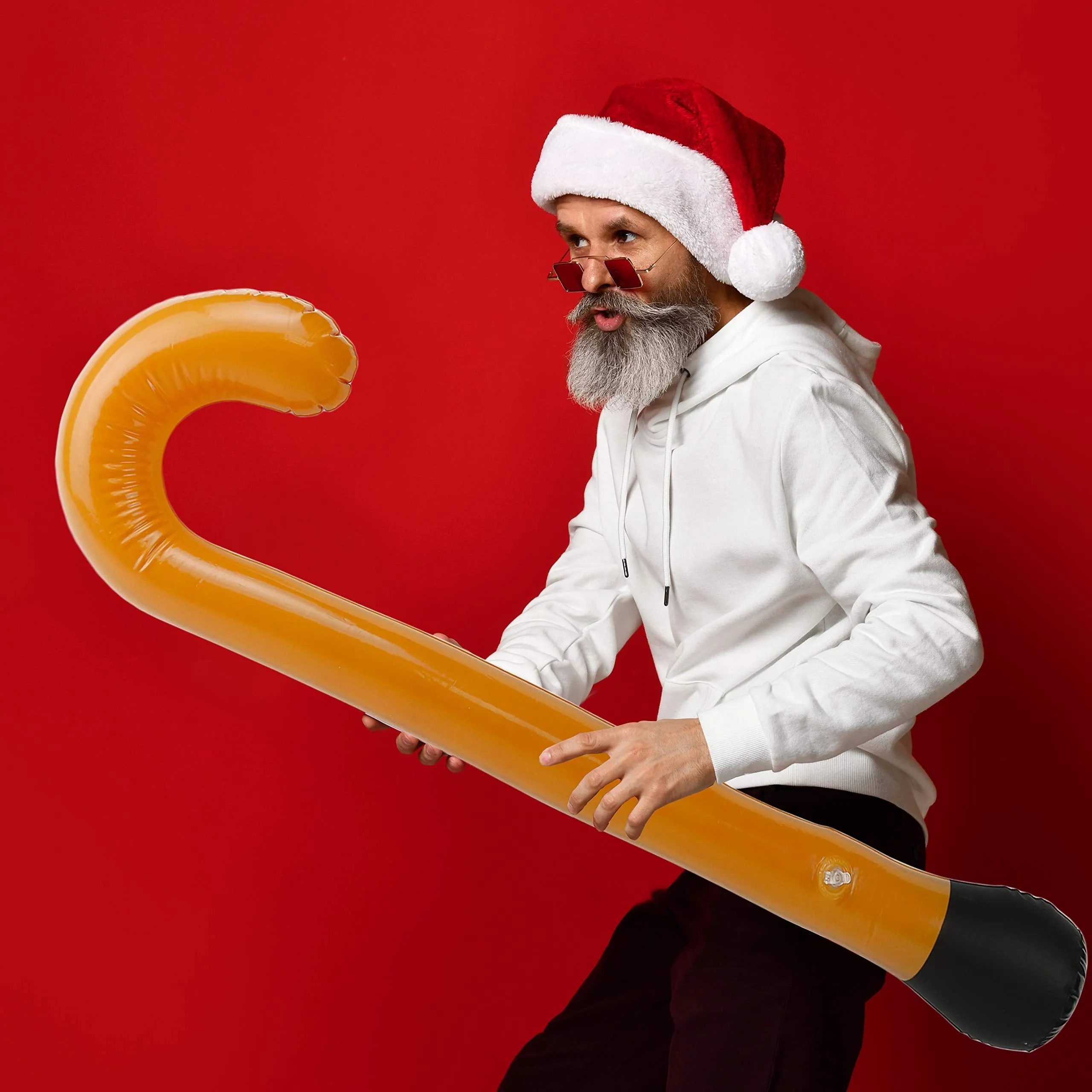 Old Man Inflatable Cane - Funny Old Age Costume Accessories Party Decorations Joke for Senior Retirement Brown