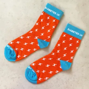 Orange Lightning Bolt Diabetes UK Socks