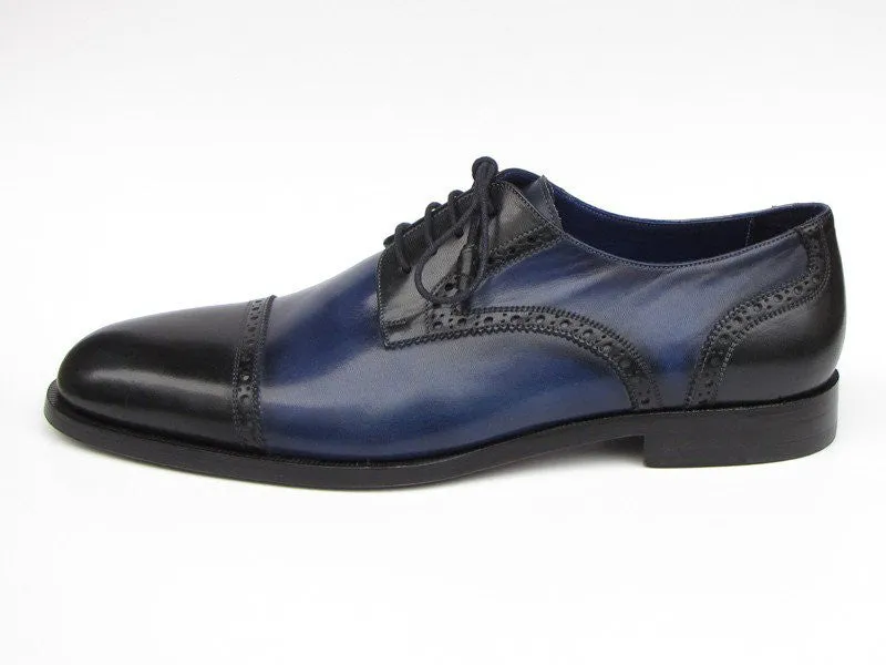 Paul Parkman Parliament Blue Derby Shoes Leather Upper And Leather Sole