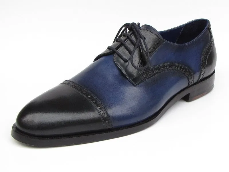 Paul Parkman Parliament Blue Derby Shoes Leather Upper And Leather Sole