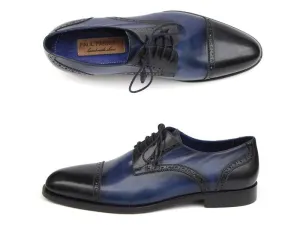 Paul Parkman Parliament Blue Derby Shoes Leather Upper And Leather Sole