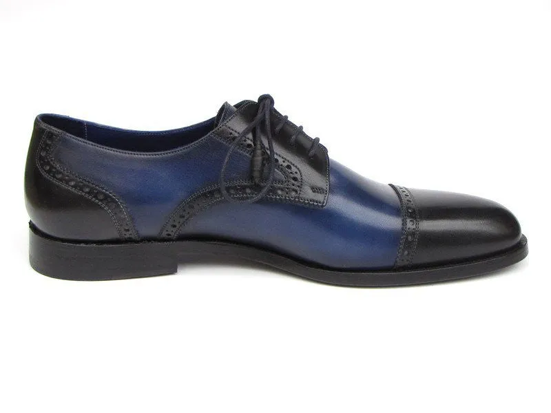 Paul Parkman Parliament Blue Derby Shoes Leather Upper And Leather Sole