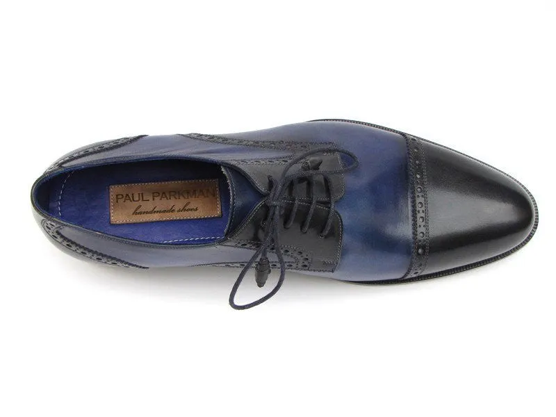 Paul Parkman Parliament Blue Derby Shoes Leather Upper And Leather Sole