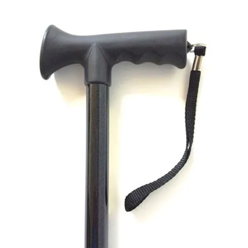 PCP Folding Walking stick Soft Handle Grip Black