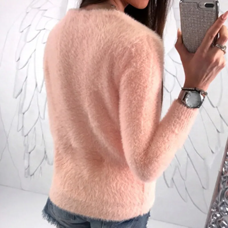 Plush Beaded Long Sleeve Sweater