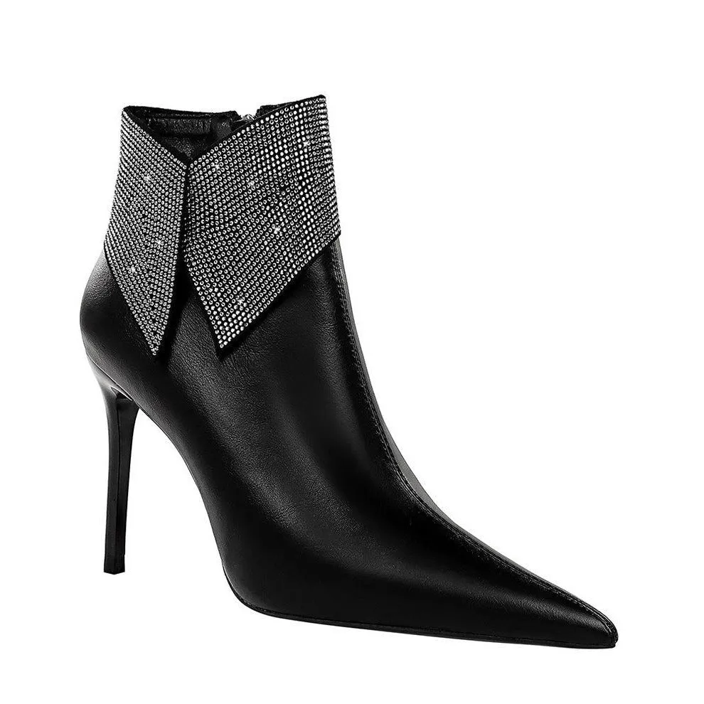 Pointed Toe Side Zipper Fine High Heel Boots