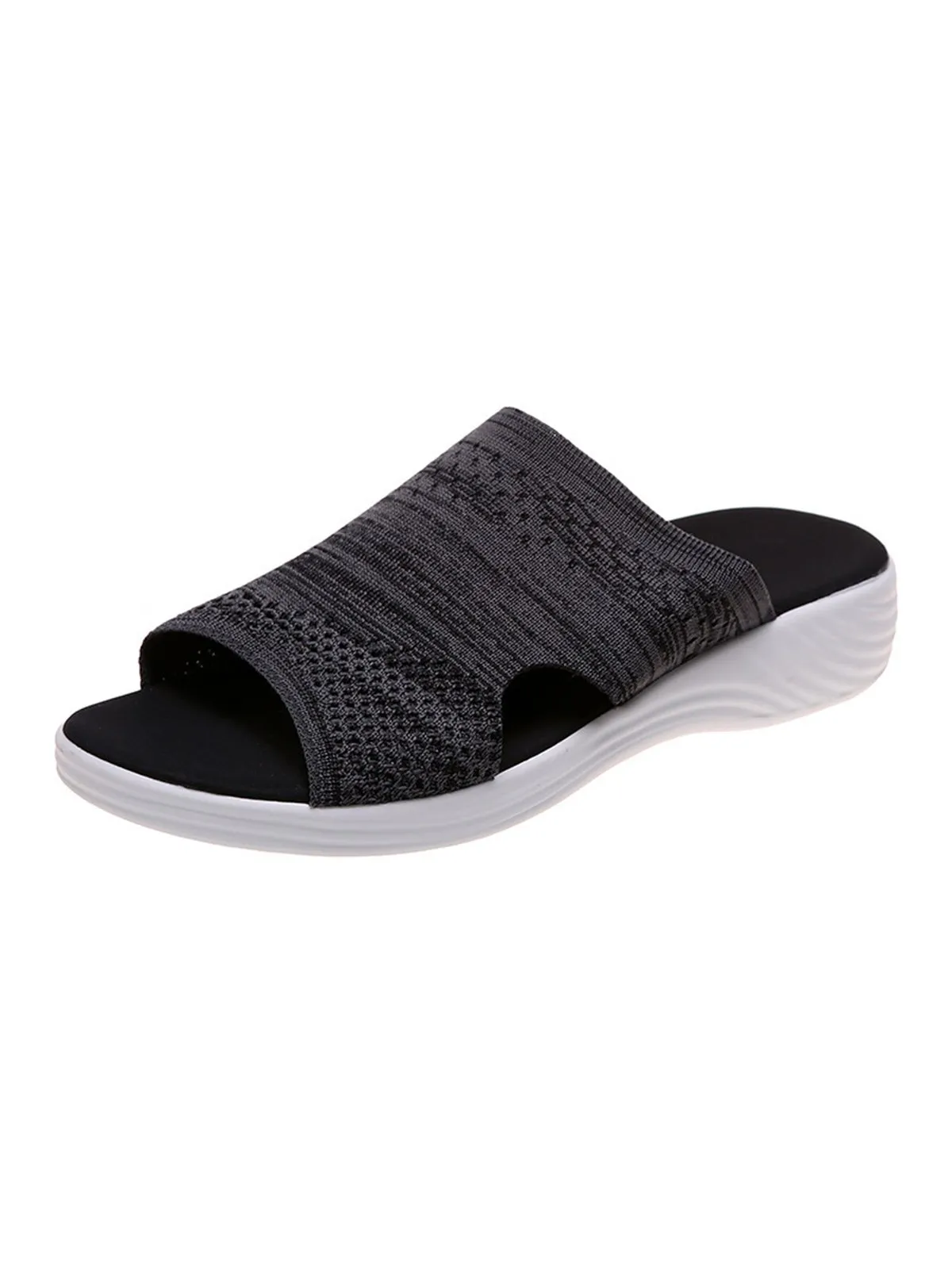 Purpdrank - Plain Comfort Flyknit Wedge Sports Slippers