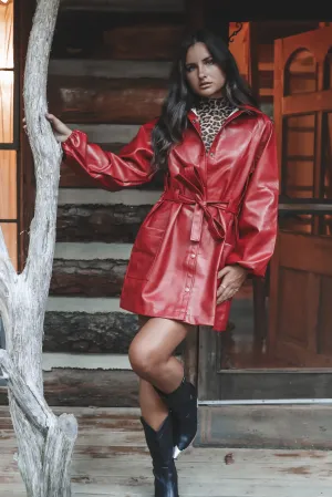 Rate My Outfit Red Vegan Leather Mini Dress