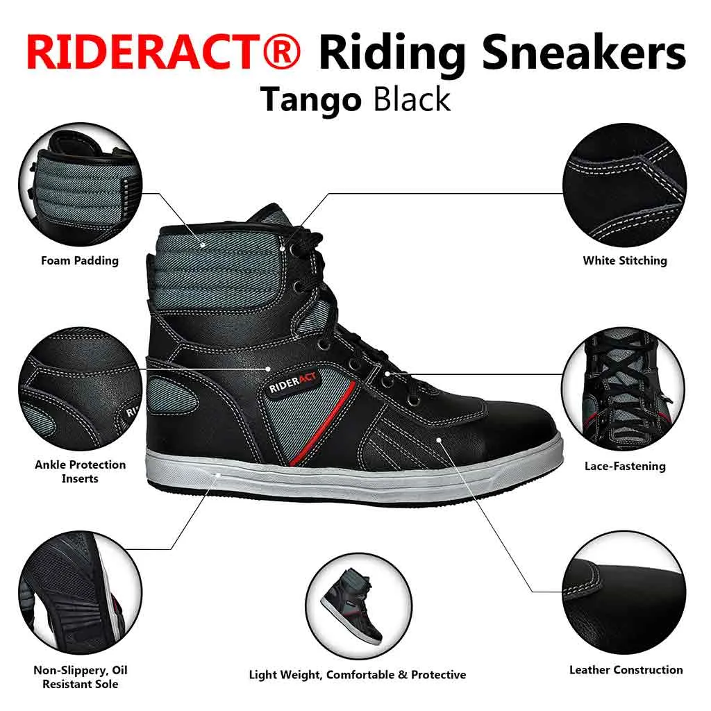 RIDERACT® Motorbike Boots Tango Black Sneakers for Men