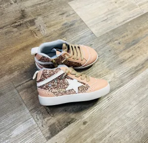 Rose Gold Mid High Star Sneakers