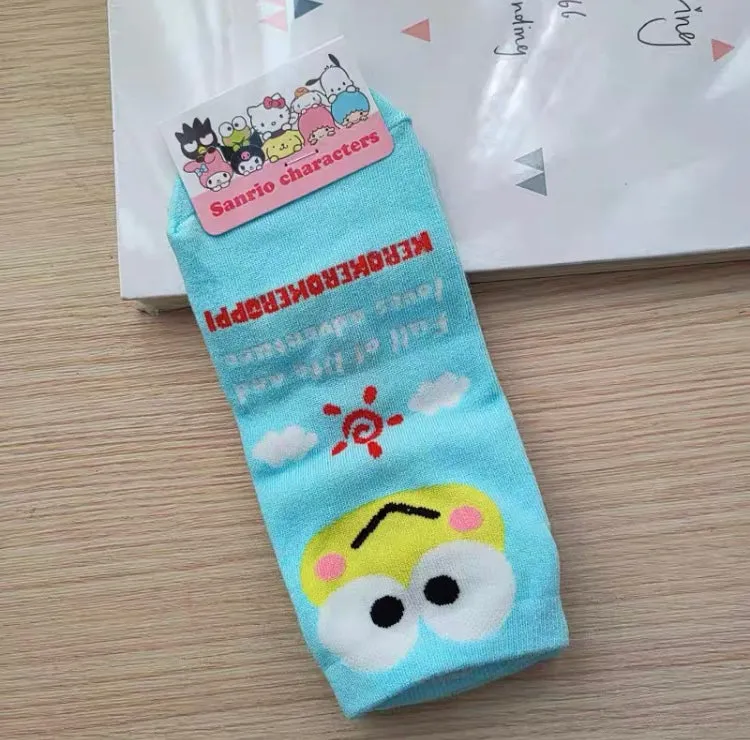 Sanrio Korea Socks | Hello Kitty My Melody Kuromi Cinnamoroll Pompompurin Pochacco KeroKeroKeroppi Gudetama - Female Socks