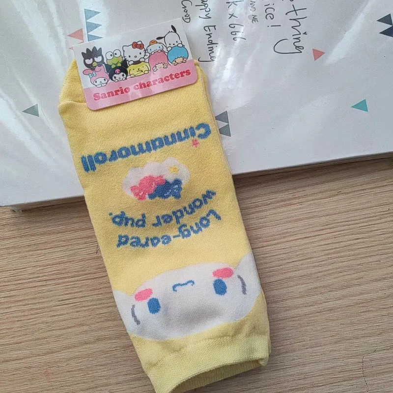 Sanrio Korea Socks | Hello Kitty My Melody Kuromi Cinnamoroll Pompompurin Pochacco KeroKeroKeroppi Gudetama - Female Socks