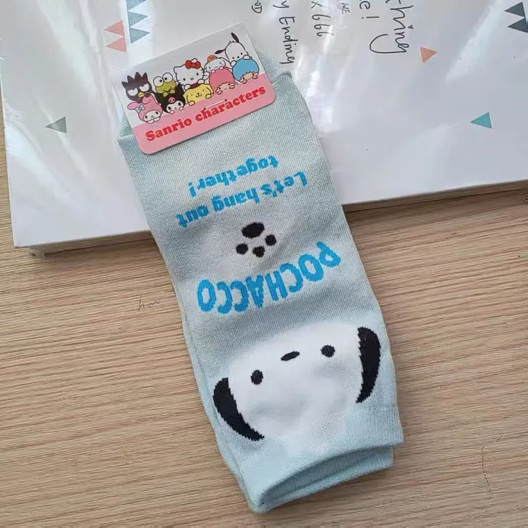 Sanrio Korea Socks | Hello Kitty My Melody Kuromi Cinnamoroll Pompompurin Pochacco KeroKeroKeroppi Gudetama - Female Socks