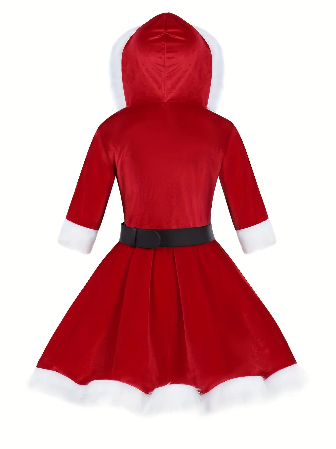 Santa Cosplay Dress Girls Cute Hooded Dress Kids Clothes For Christmas Performance Party