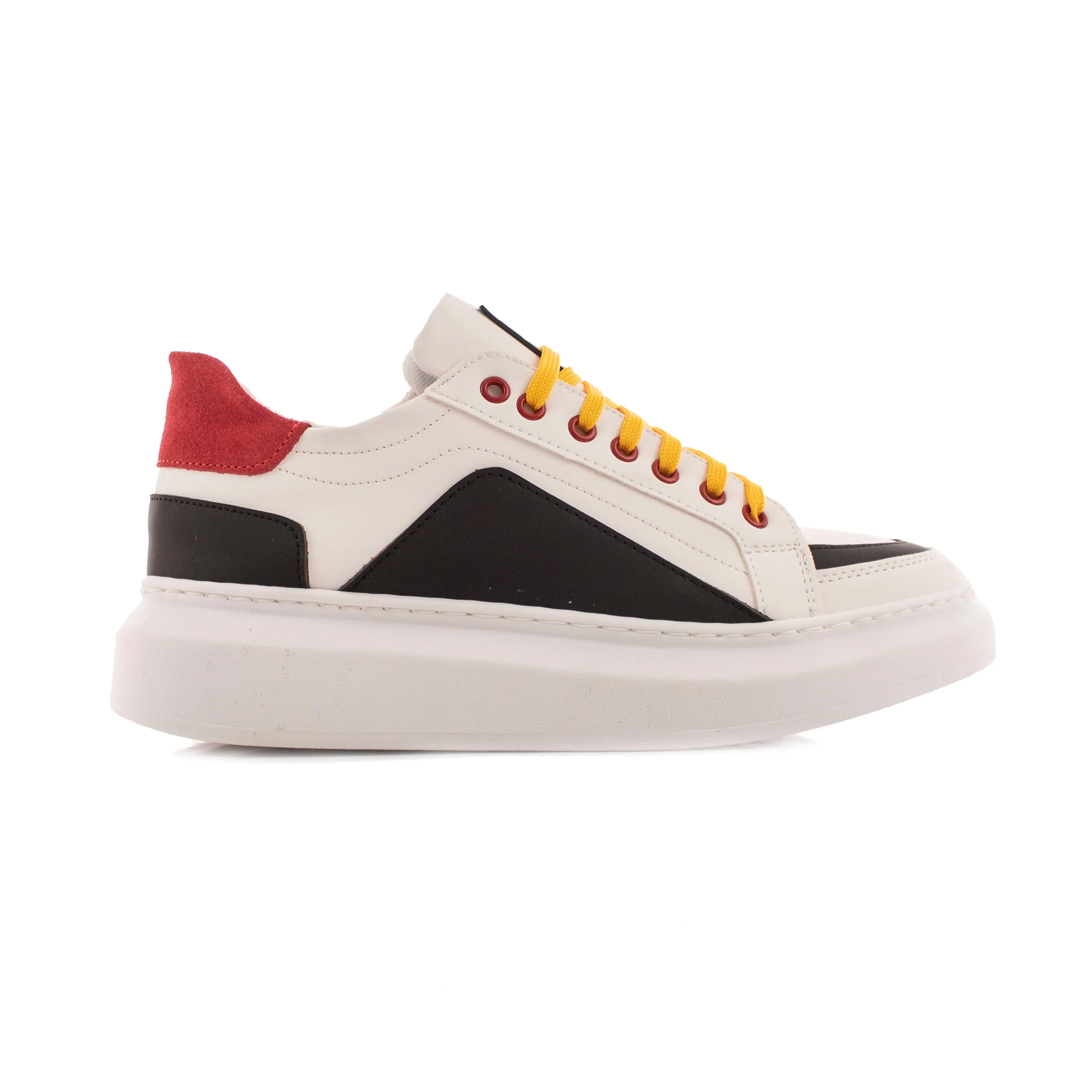 Scarpe Sneakers Uomo Basse Bicolore In Pelle Multicolore Fr09