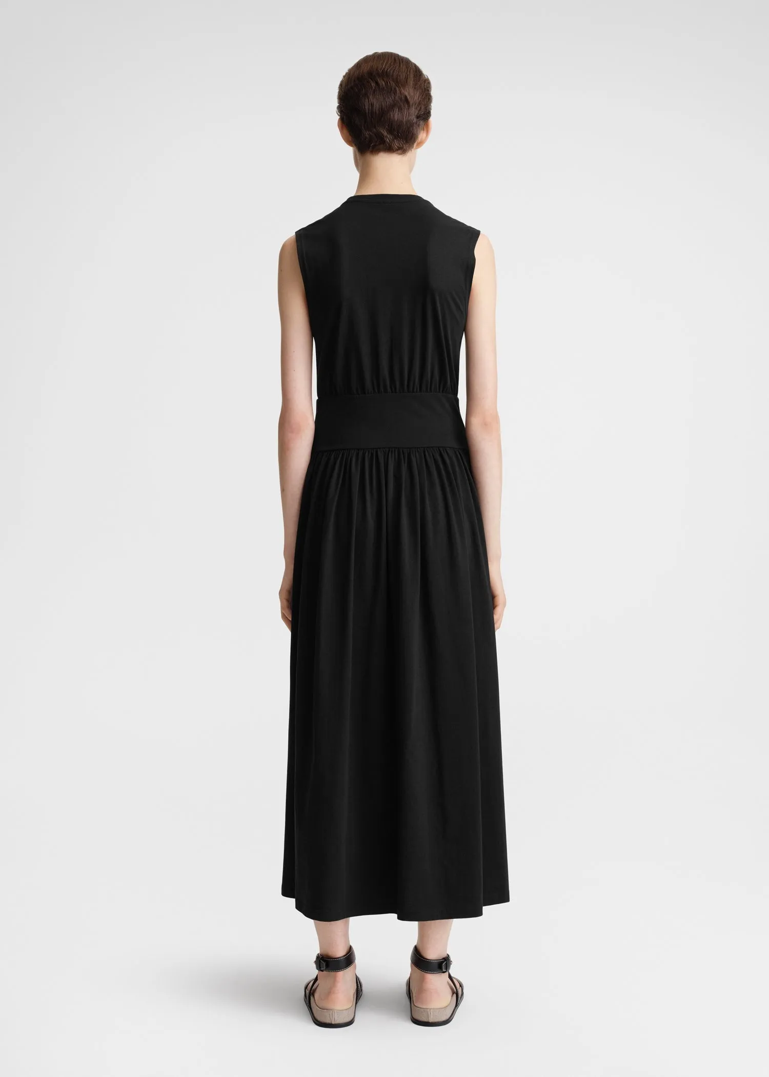 Sleeveless cotton tee dress black